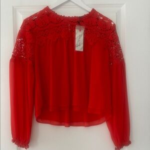 Chic Red Lace Blouse for Women